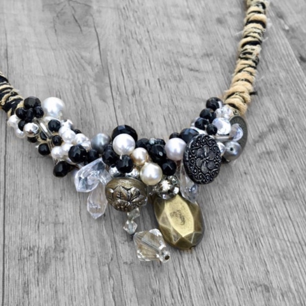Handmade Vintage Buttons and Baubles Necklace - Picture 3 of 9